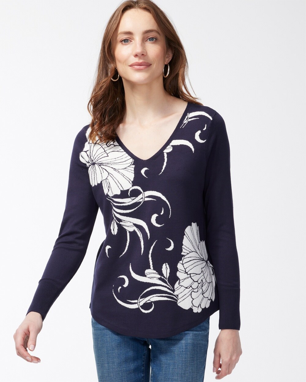 Spun Rayon Floral Sweater