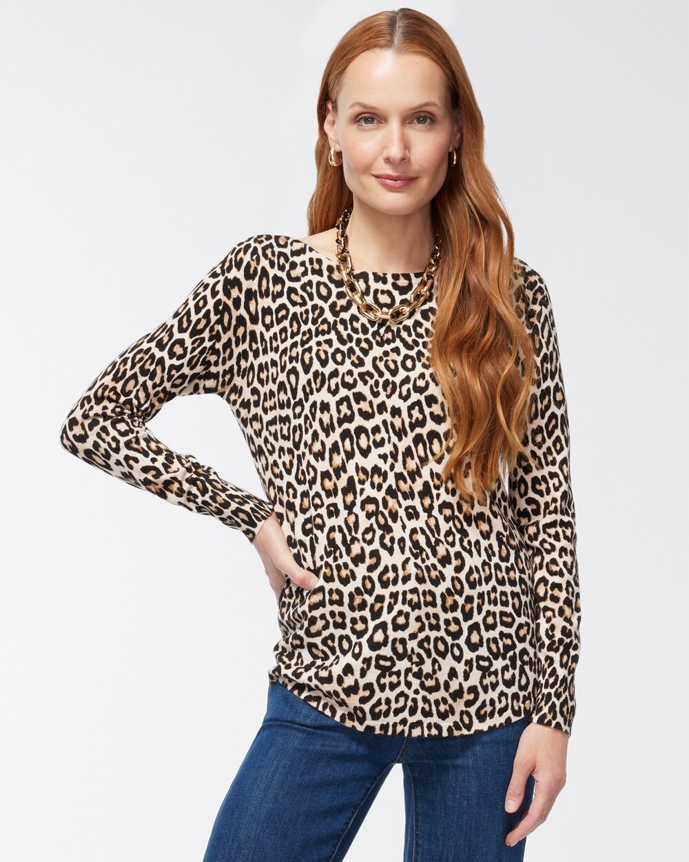 Spun Rayon Leopard Printed Pullover