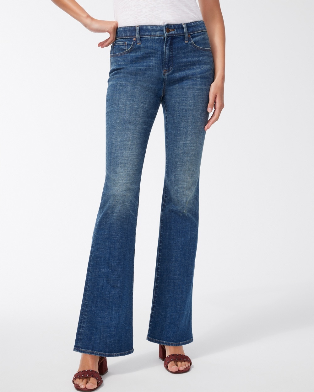 Chico's Girlfriend Flare Jeans In Medium Wash Denim