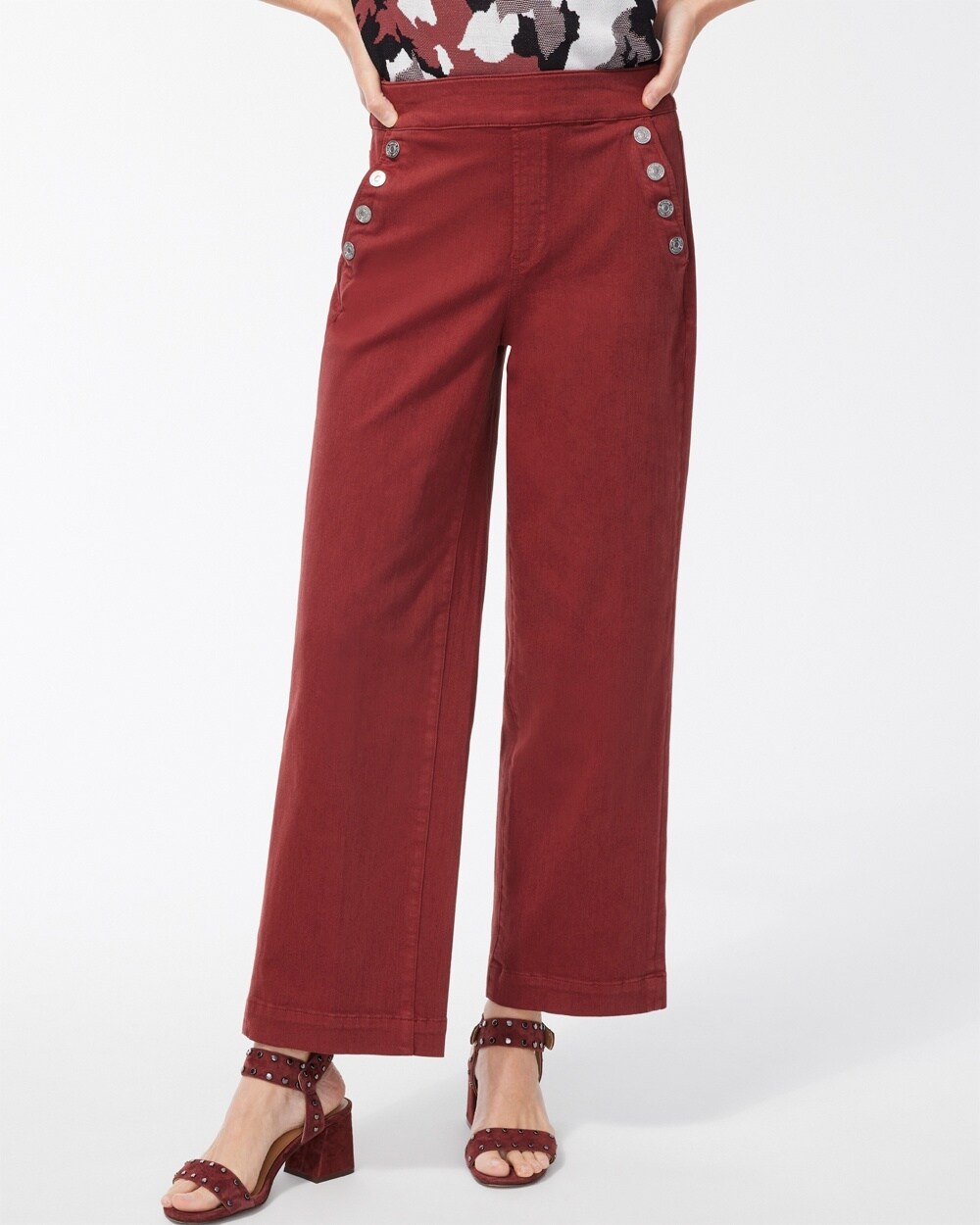 Petite Pull-On Wide Leg Ankle Jeans