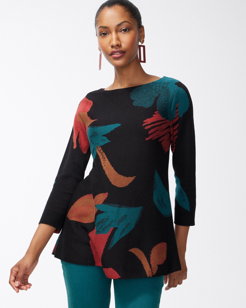 Abstract Print Double Knit Tunic
