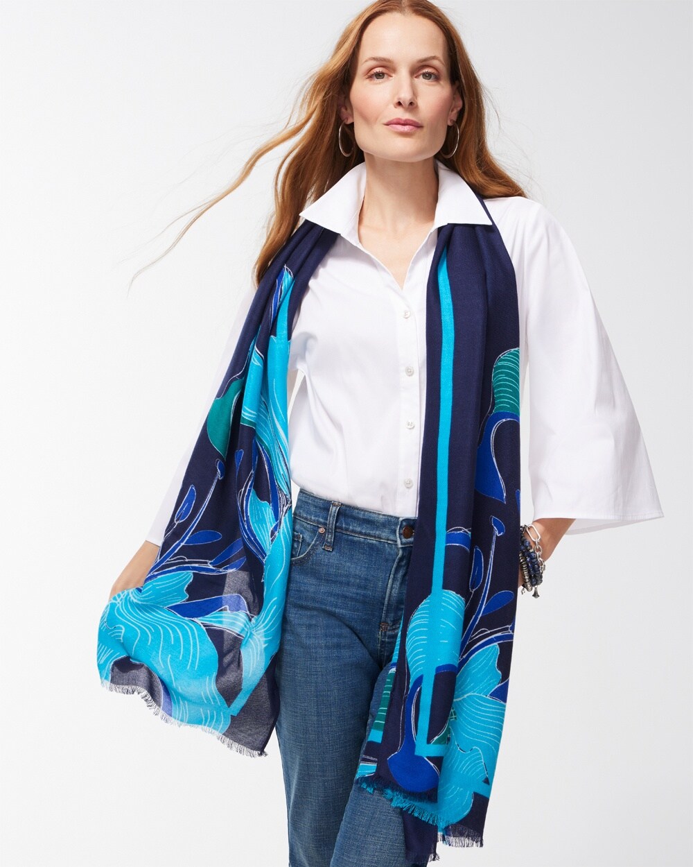 Cool Floral Oblong Scarf