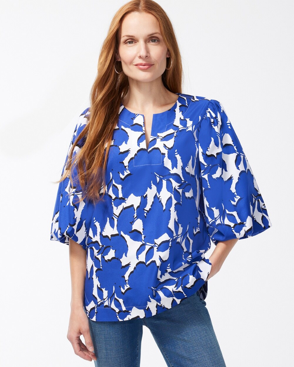 No Iron Stretch Floral Pullover Top