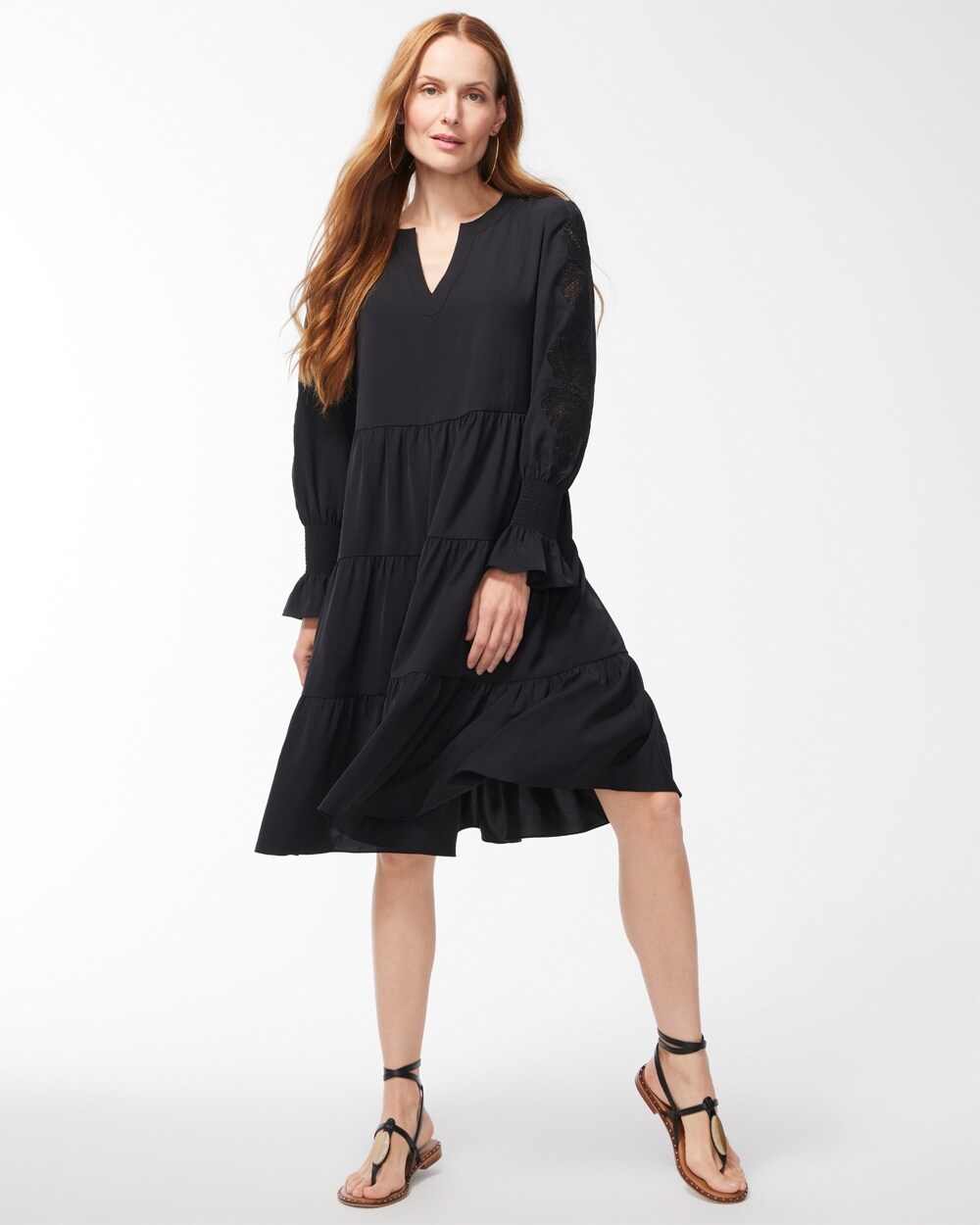 Twill Embroidered Sleeve Dress