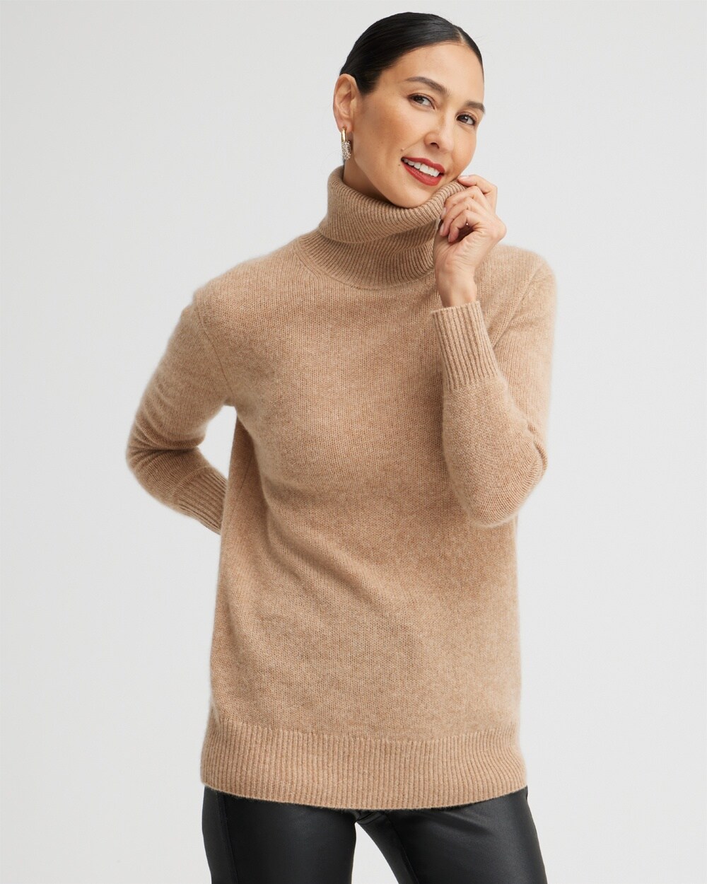 Cashmere Turtleneck Tunic Sweater