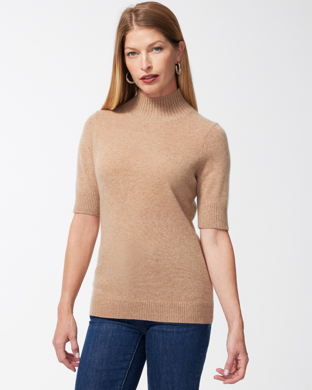 Cashmere Elbow Sleeve Pullover Sweater