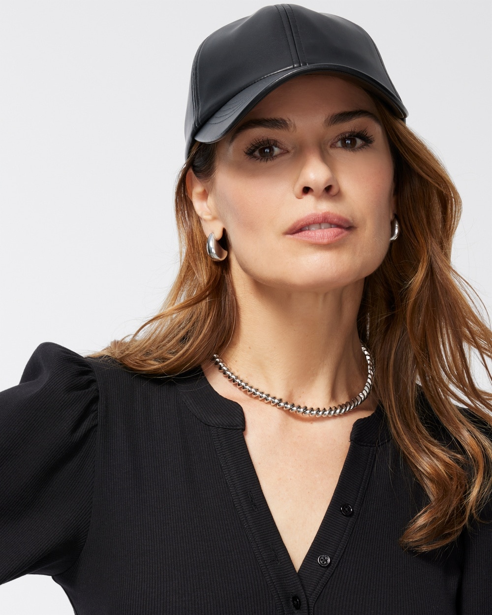 Faux Leather Baseball Cap