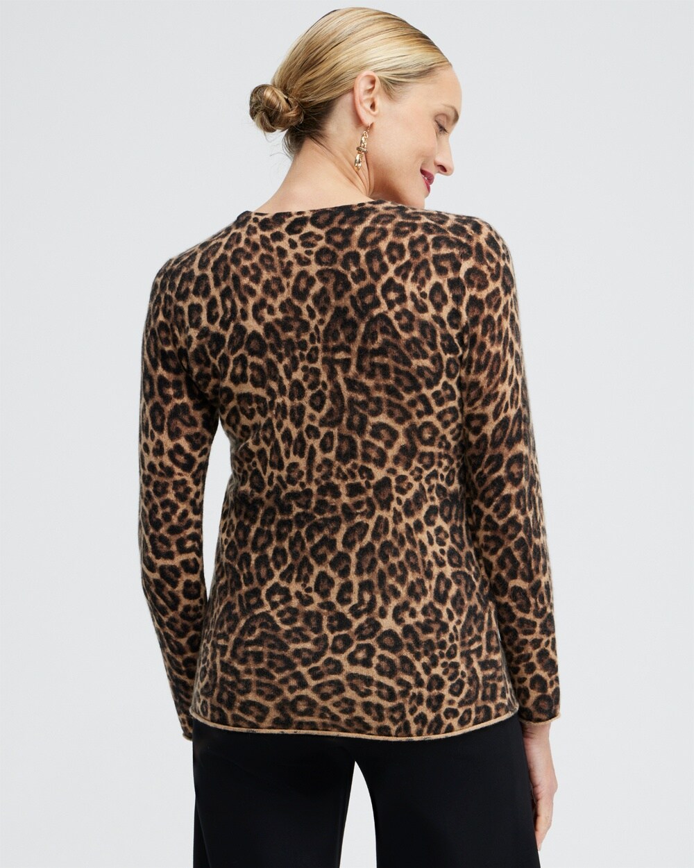 Cashmere Leopard Crew Neck Sweater