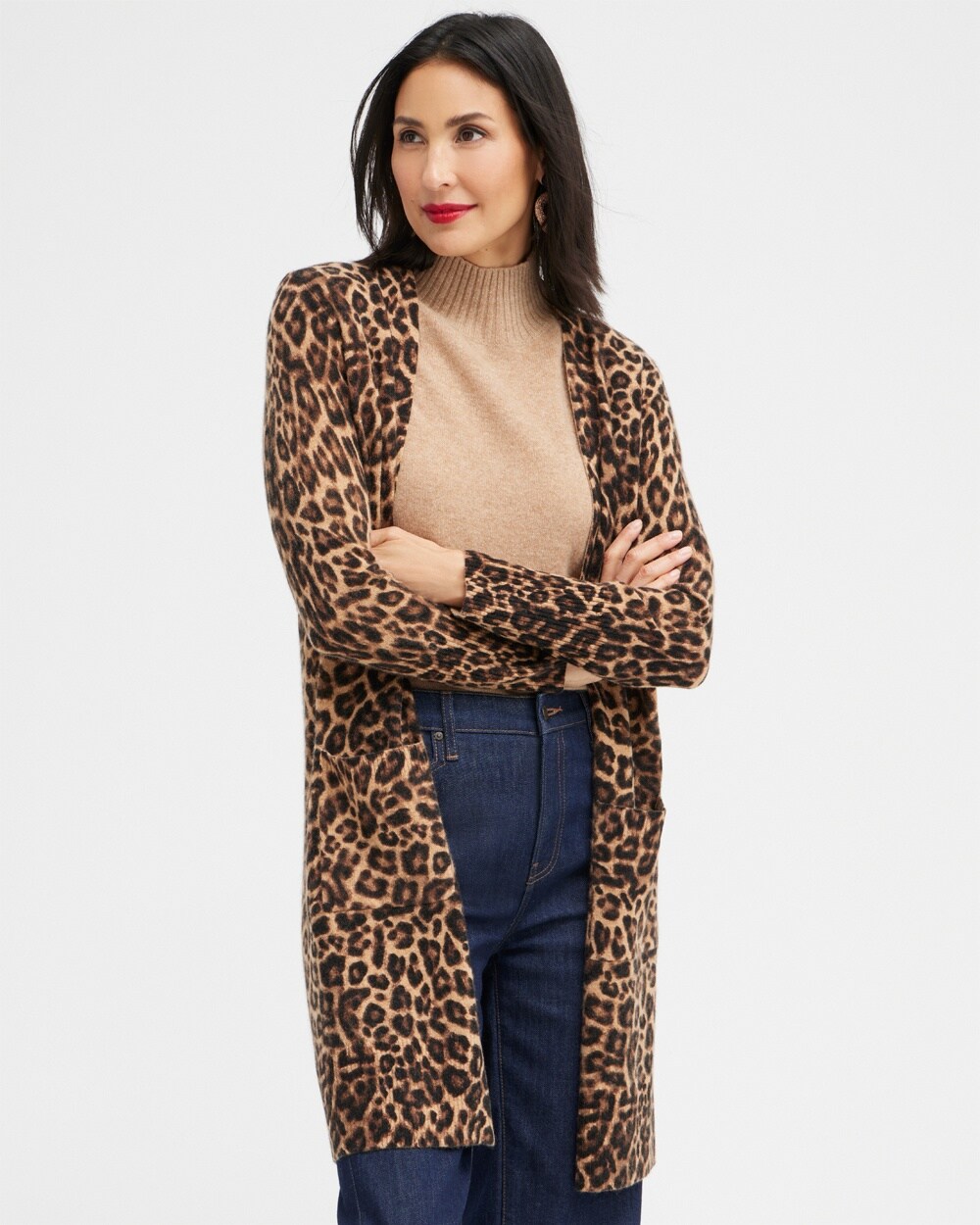 Cashmere Leopard Cardigan Sweater