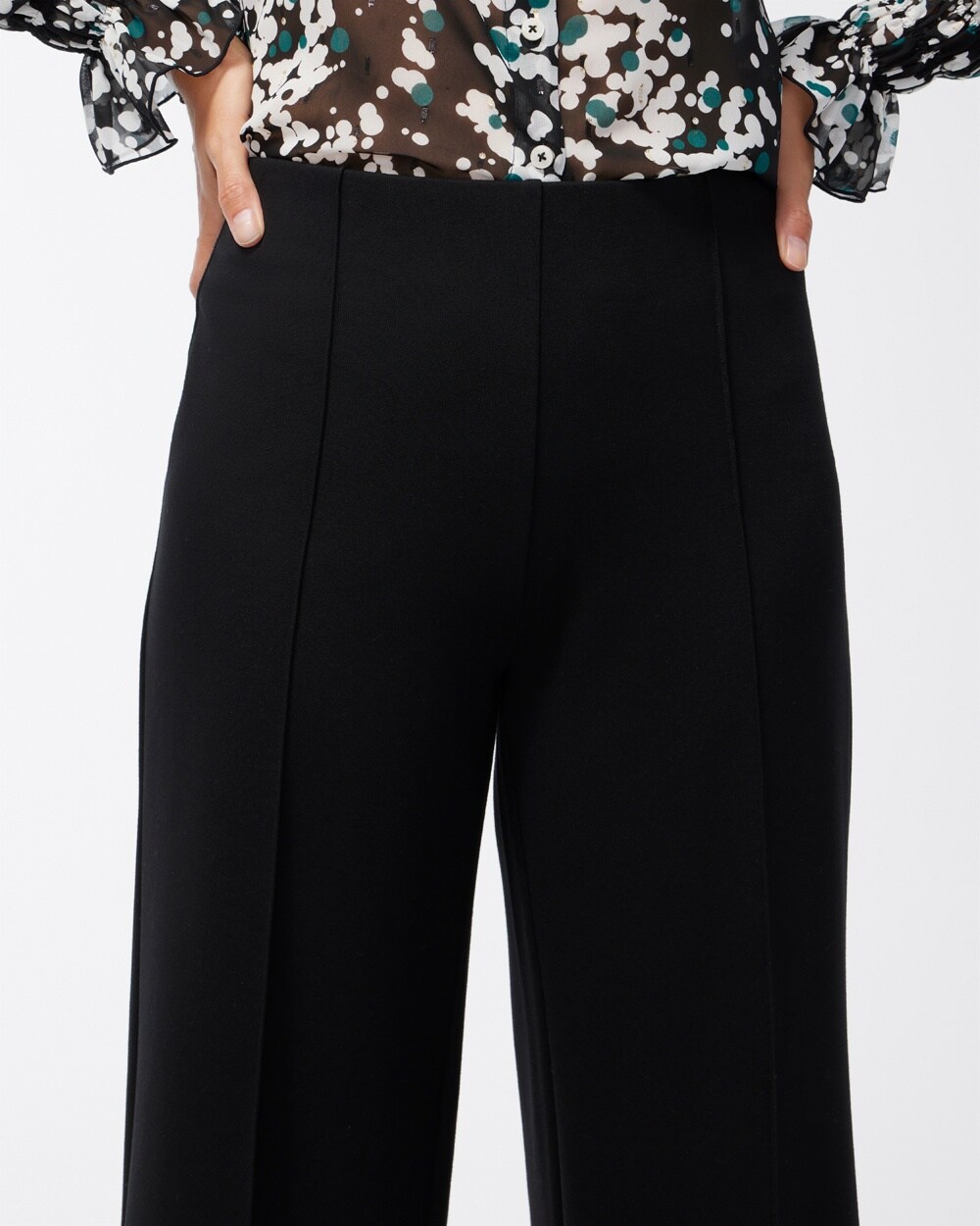 Ponte Pintuck Wide Leg Ankle Pants - Chico's