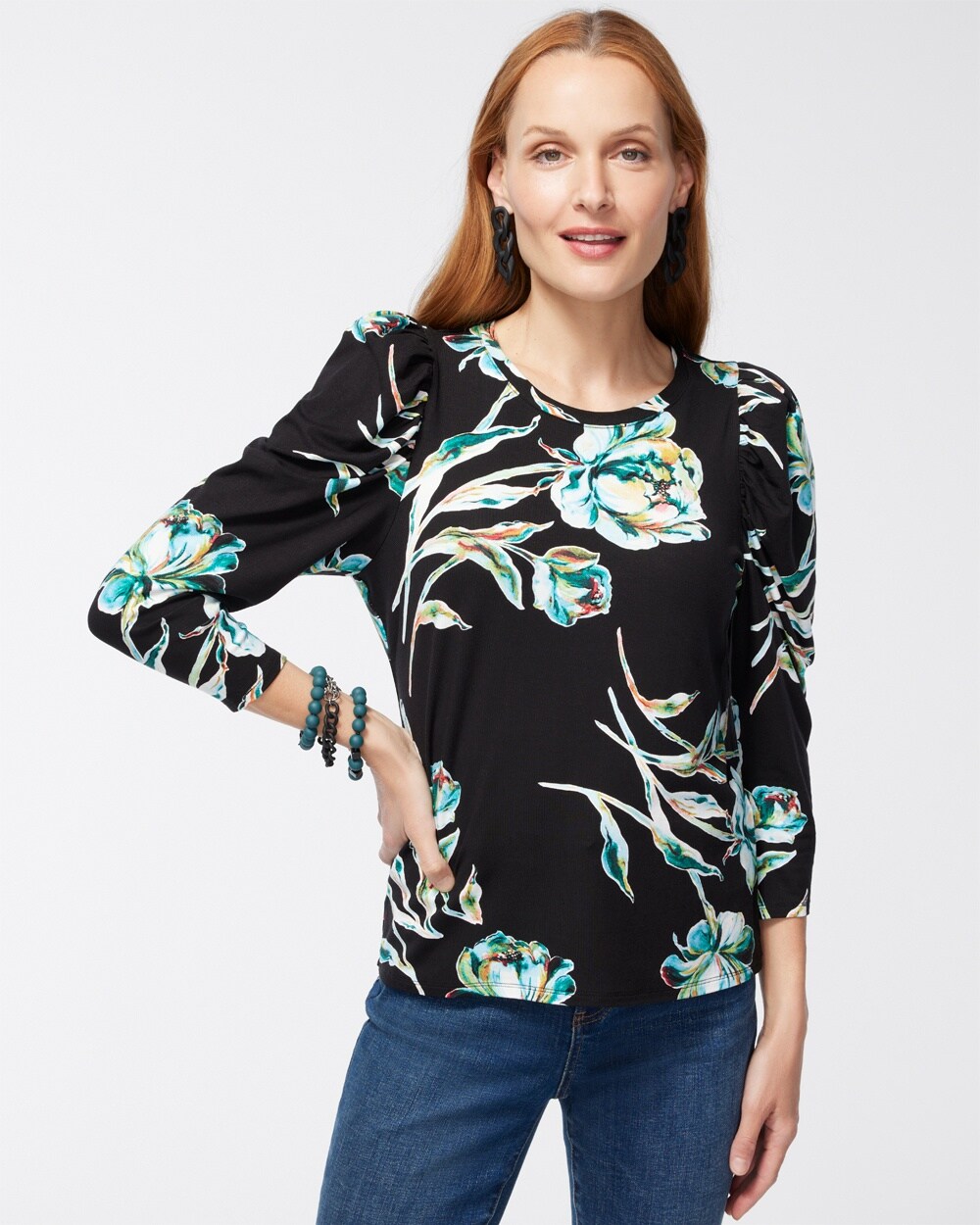 Touch of Cool Floral Romance Sleeve Top