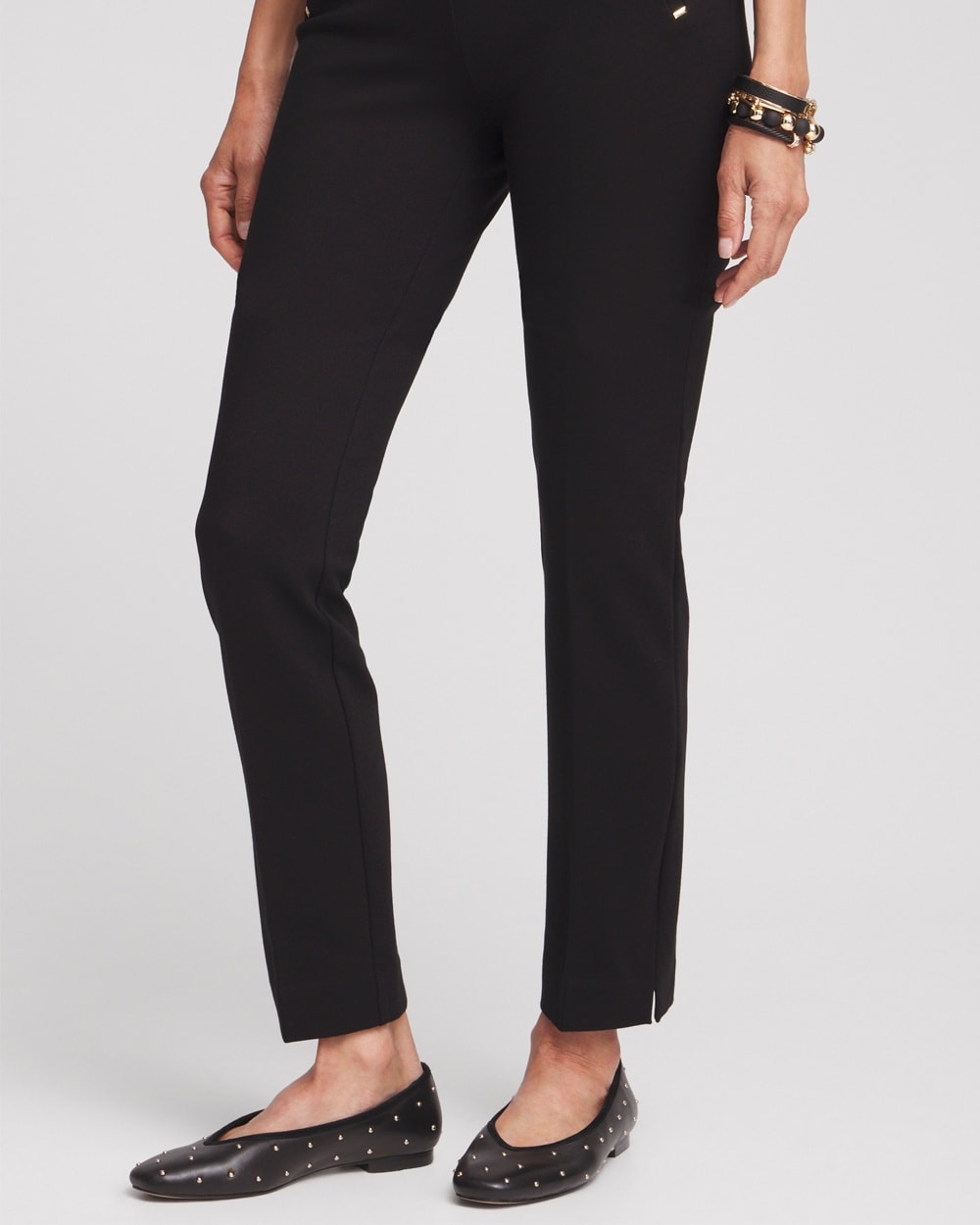 Chico's Juliet Ponte Trim Detail Ankle Pants In Black