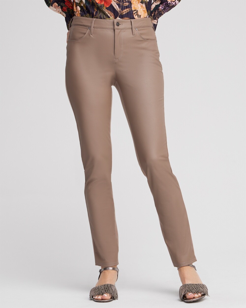 Faux Leather Front Ponte Back Pants video preview image, click to start video