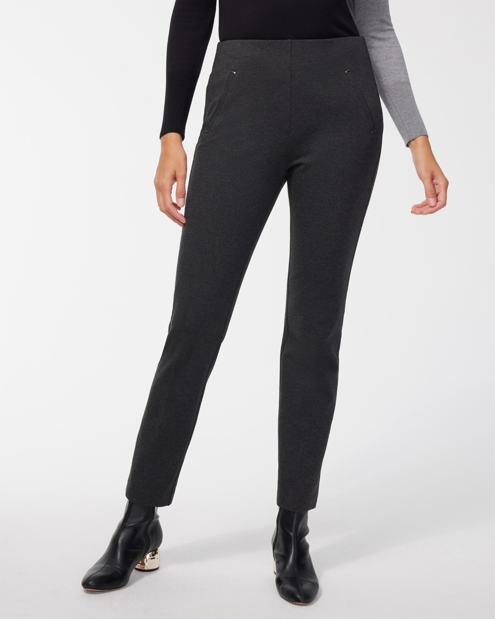 Petite Juliet Ponte Trim Detail Ankle Pants