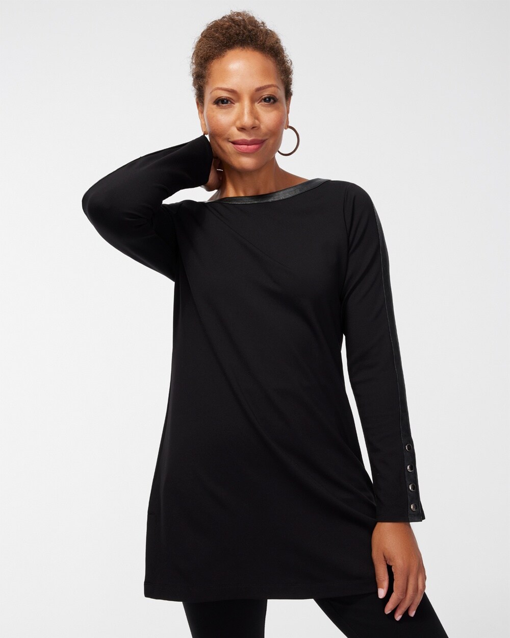 Ponte Faux Leather Inset Tunic