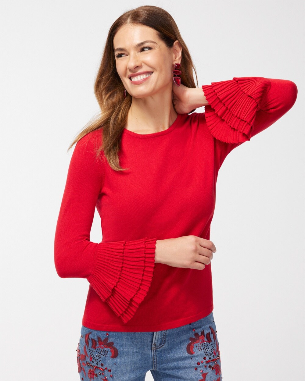 Pleat Cuff Pullover Sweater
