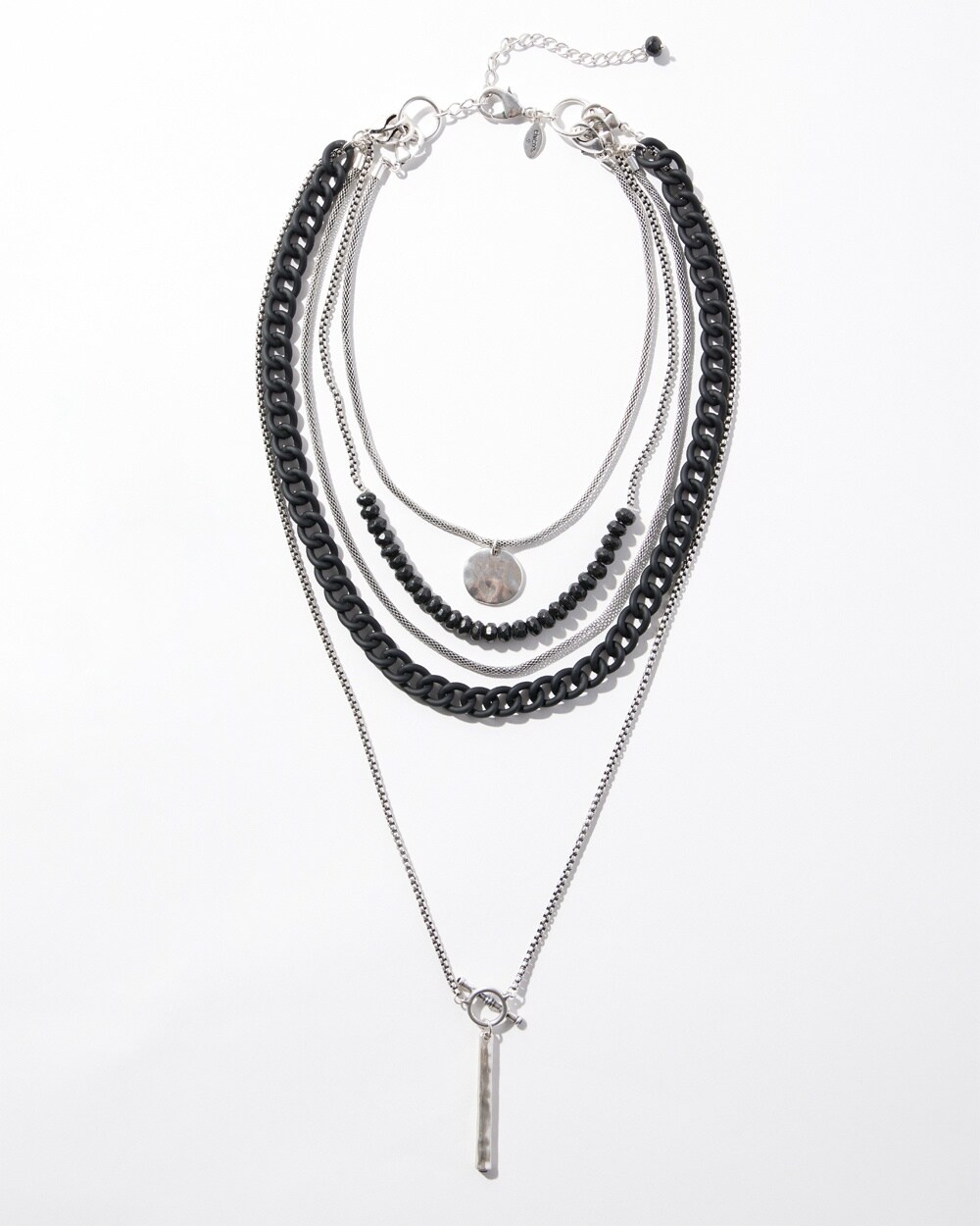 Black & Silver Tone Convertible Necklace