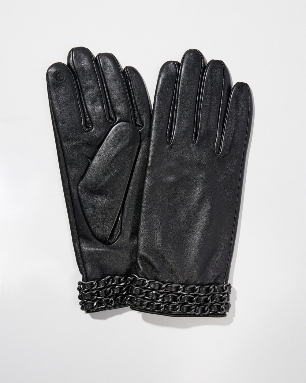 Leather Chain Detail Gloves