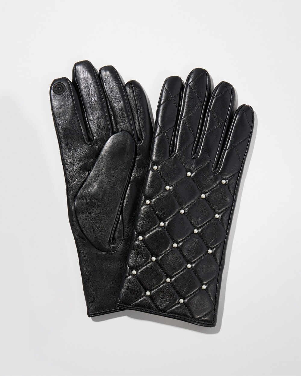 Leather Faux Pearl Gloves