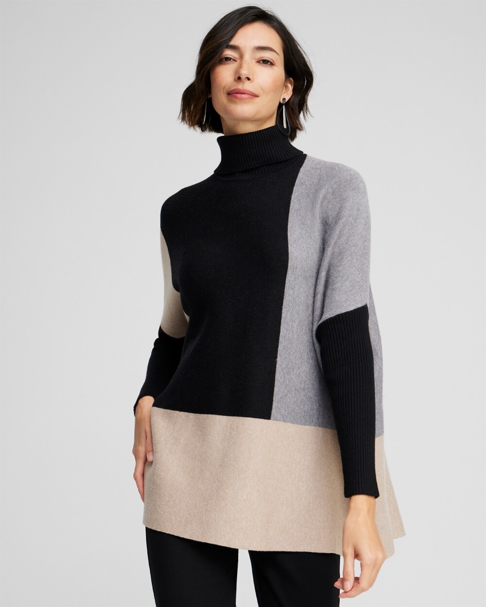 Colorblock Turtleneck Pullover Sweater