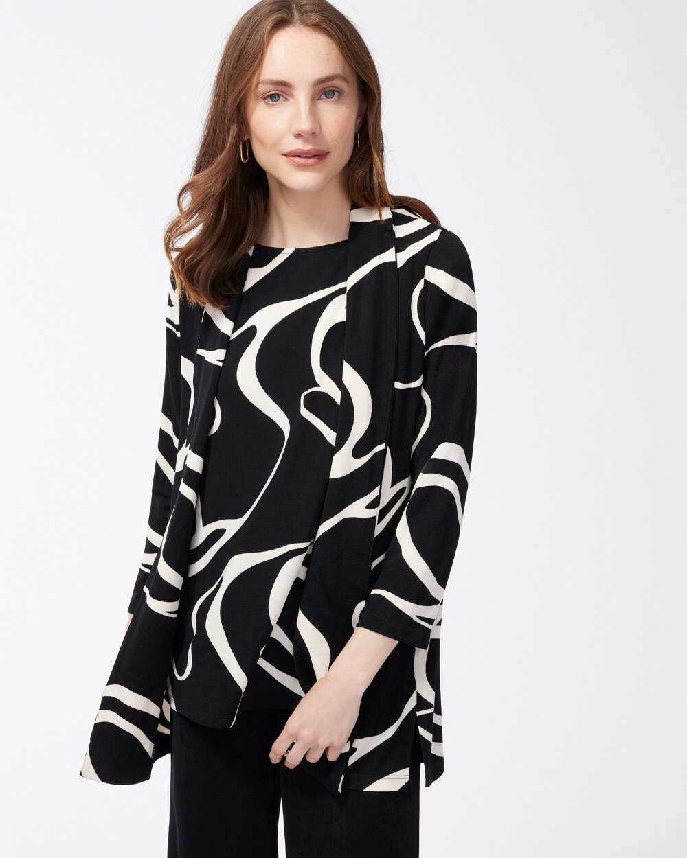 Travelers Abstract Print Knit Jacket