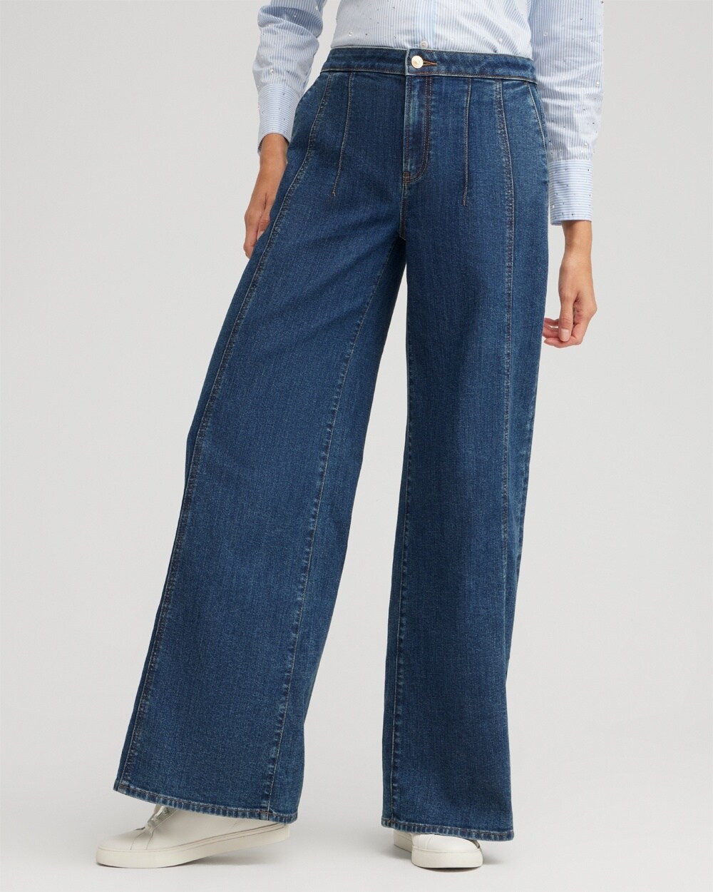 High Rise Wide Leg Palazzo Jeans video preview image, click to start video