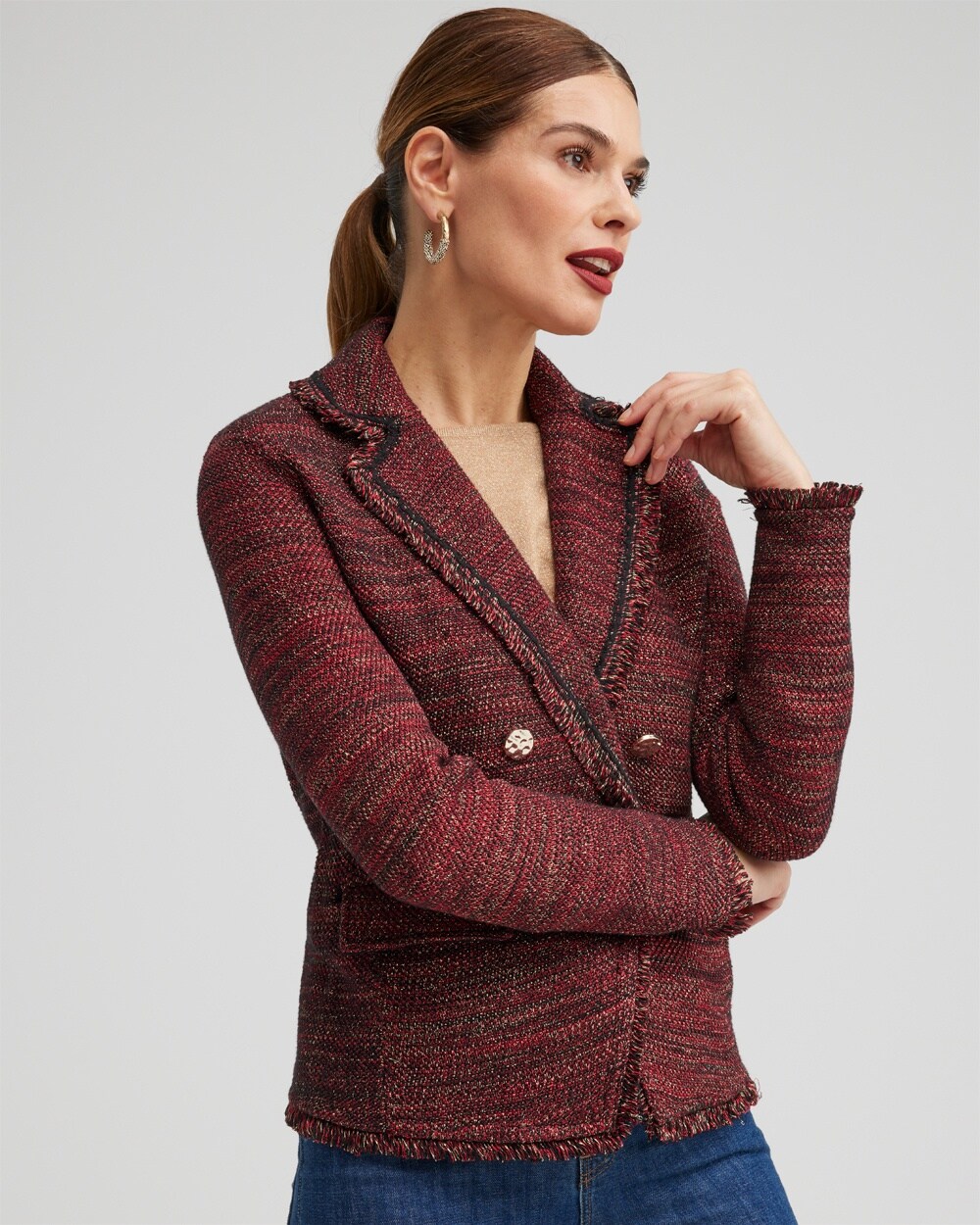 Tweed Lurex Cardigan Sweater