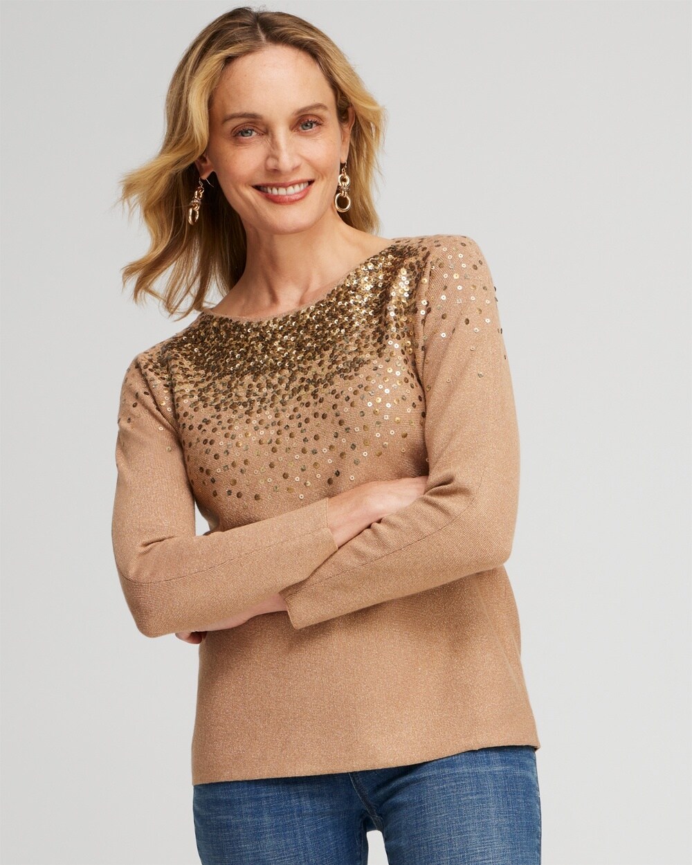 Ombre Sequin Pullover Sweater