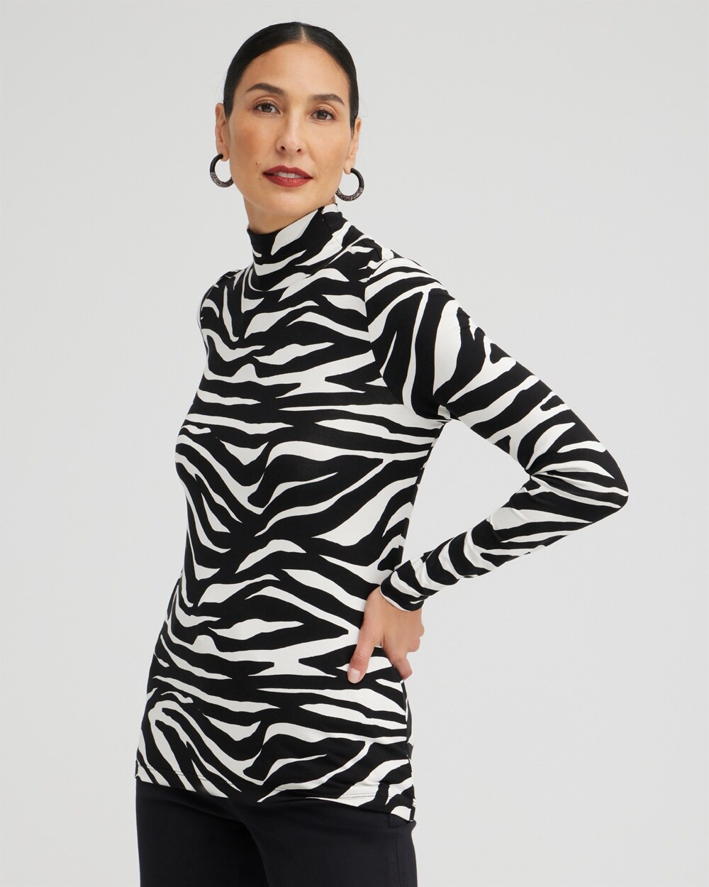Touch of Cool Zebra Mock Neck Layering Tee