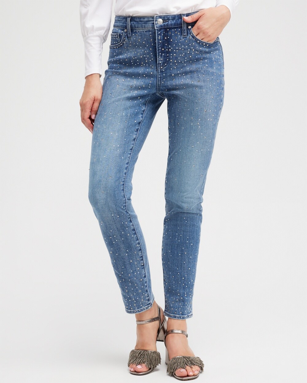 Petite Girlfriend Scattered Stone Ankle Jeans