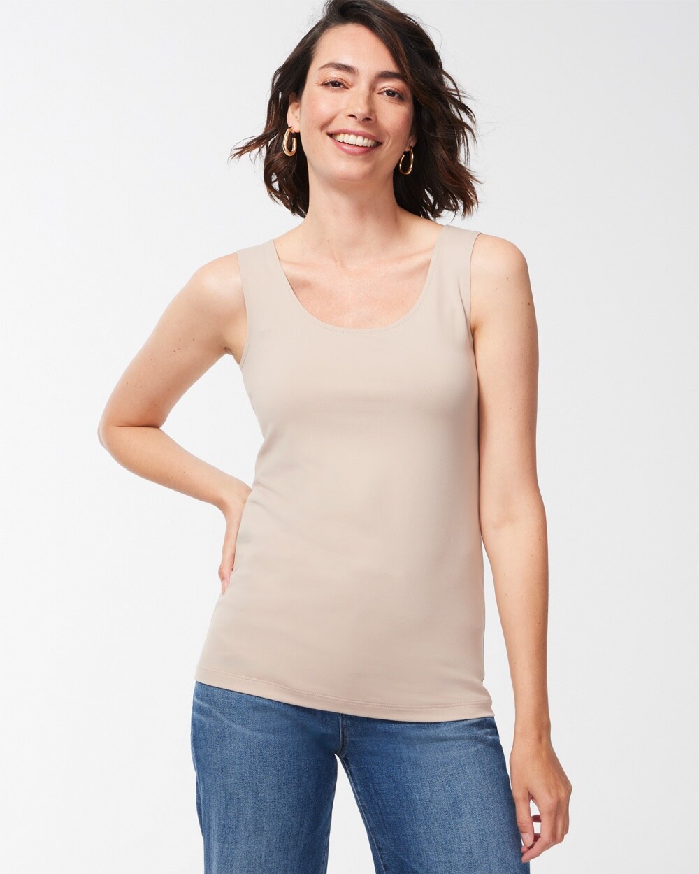 Chico's Microfiber Tank Top In Neutral Size Large |