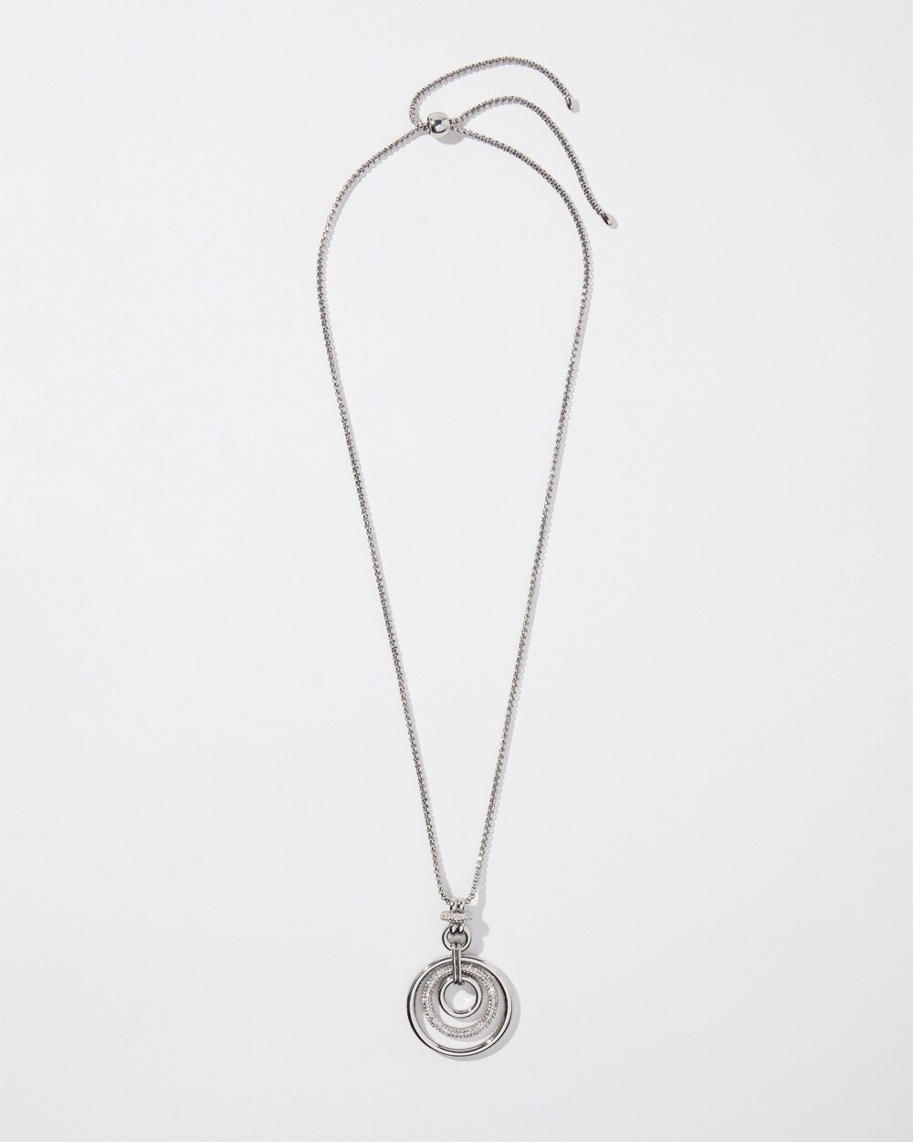 Adjustable Silver Tone Pendant Necklace
