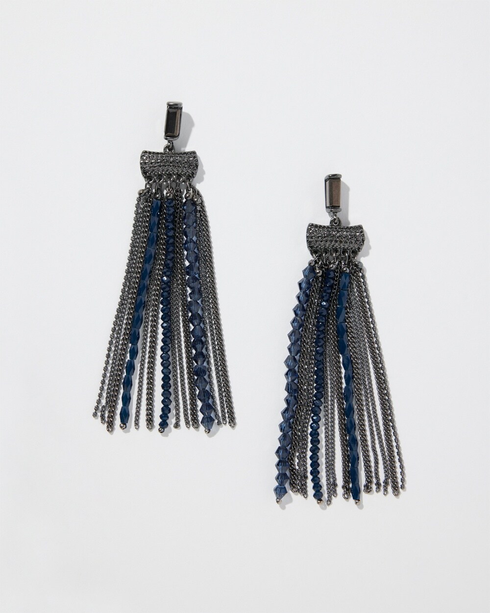 Blue Tassel Duster Earrings