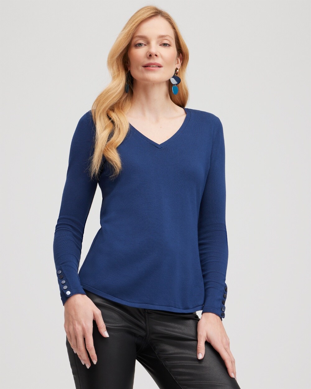 Spun Rayon V-neck Pullover Sweater
