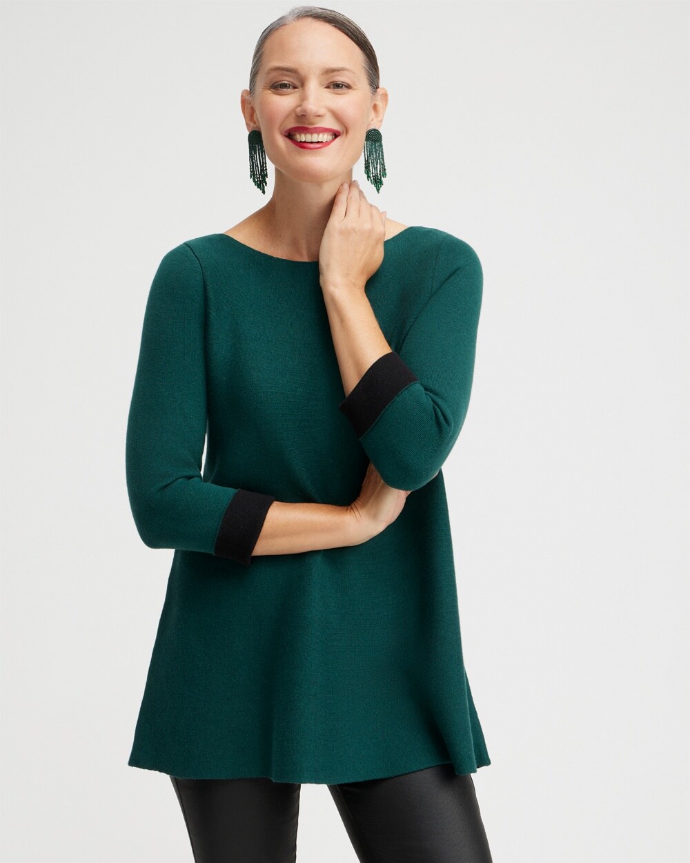 Green Double Knit Pullover Sweater