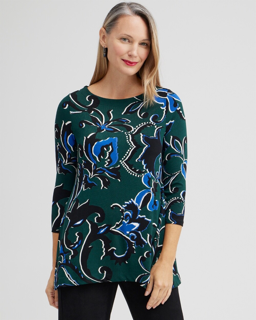 Travelers Floral Boat Neck Tunic