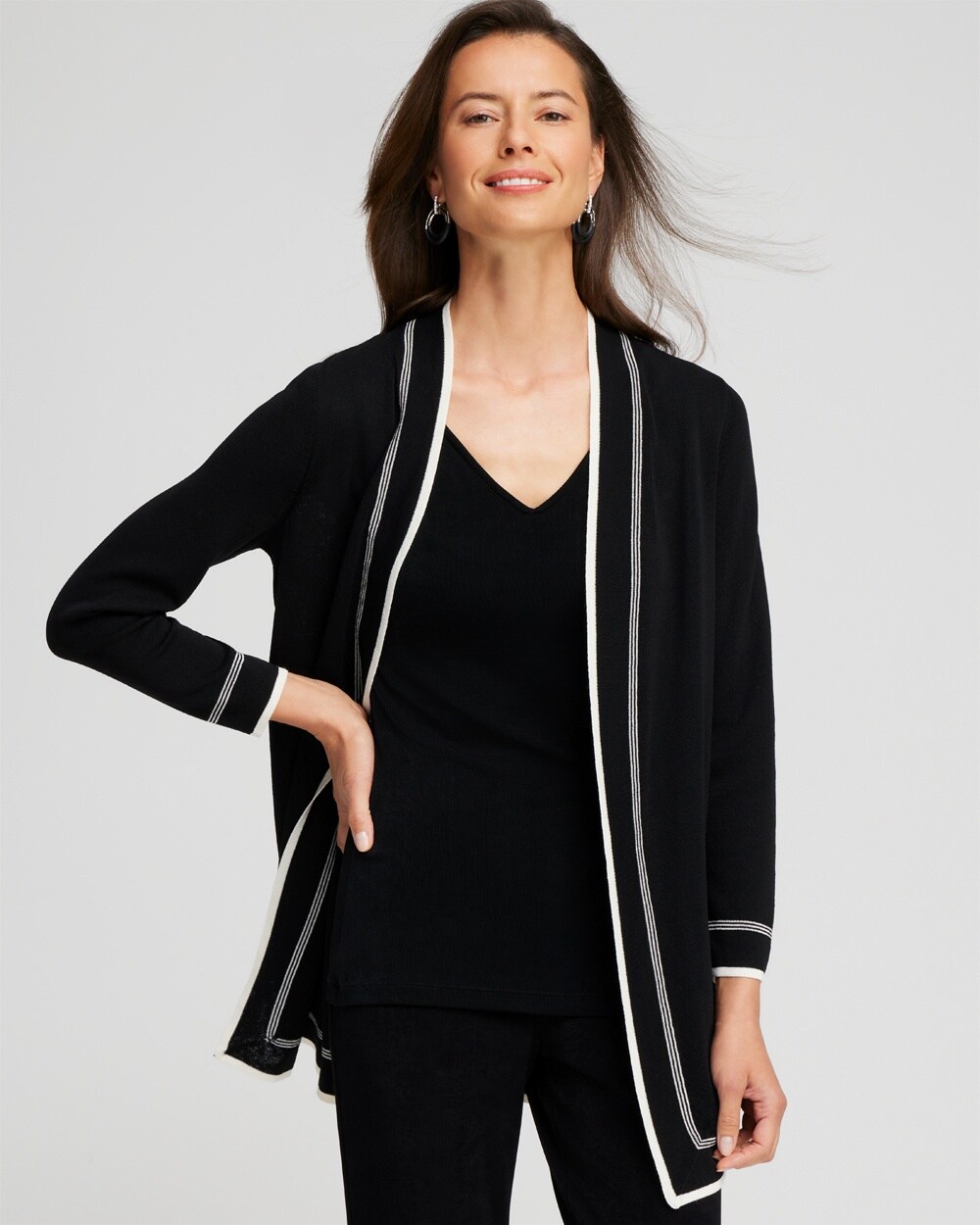 Travelers&#8482; Collection Contrast Border Cardigan