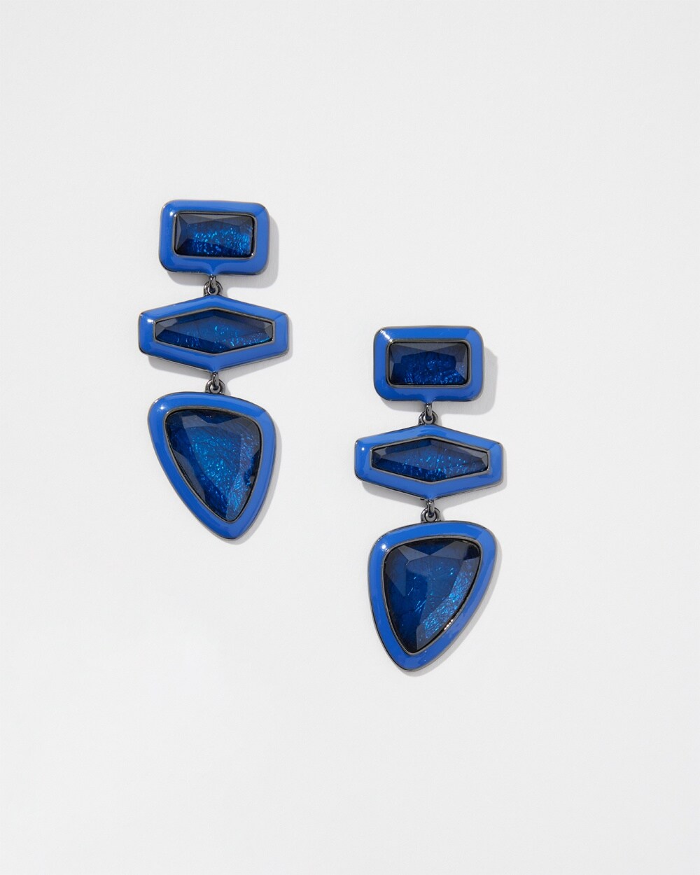 Blue Linear Drop Earrings