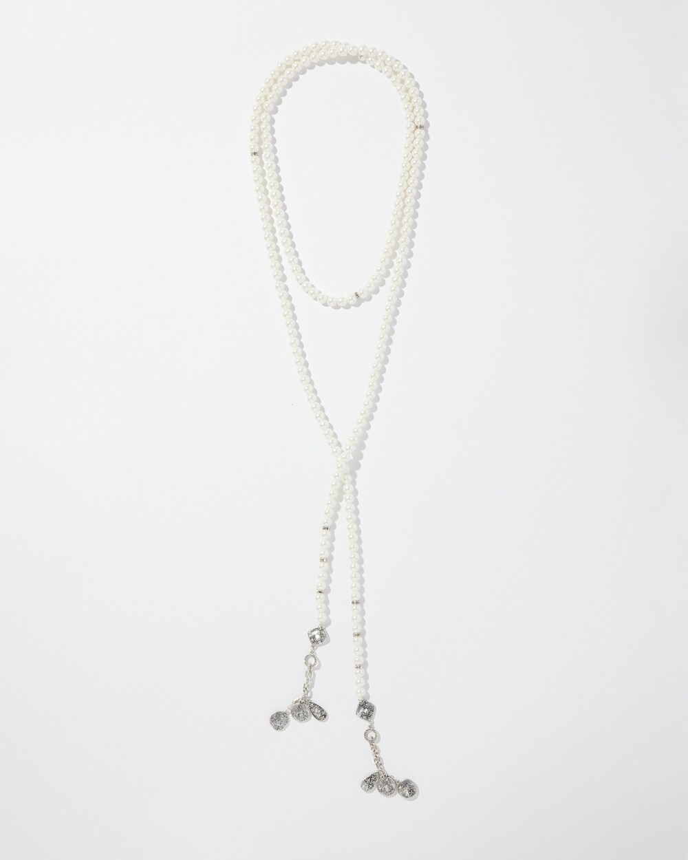 Faux Pearl Lariat Necklace