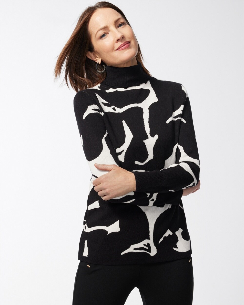 Black & White Turtleneck Sweater