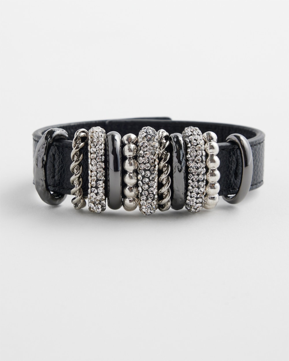 Chico's Silver Tone Leather Bracelet |