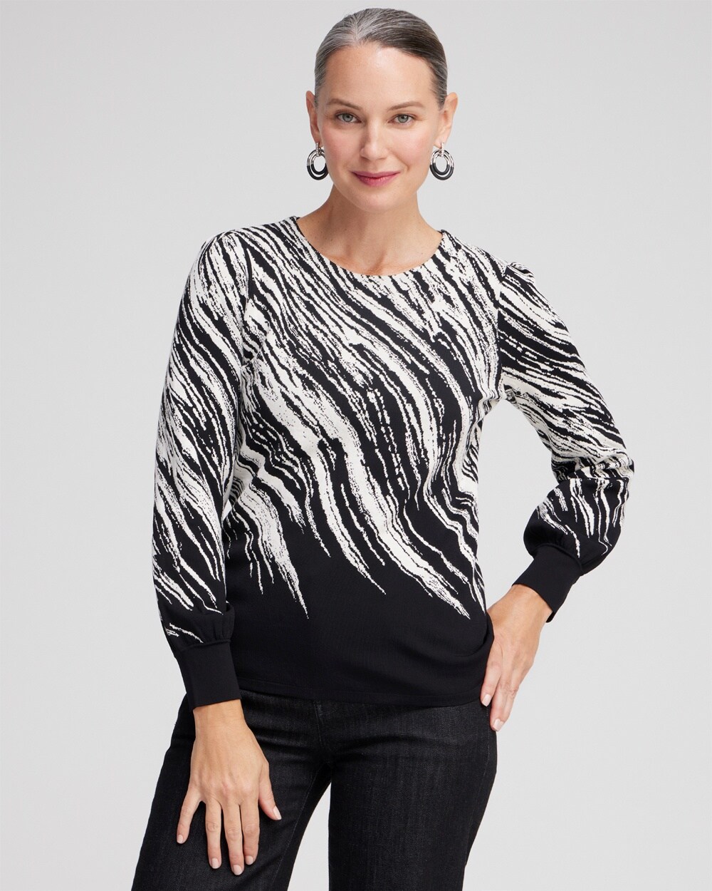 Abstract Jacquard Pullover Sweater