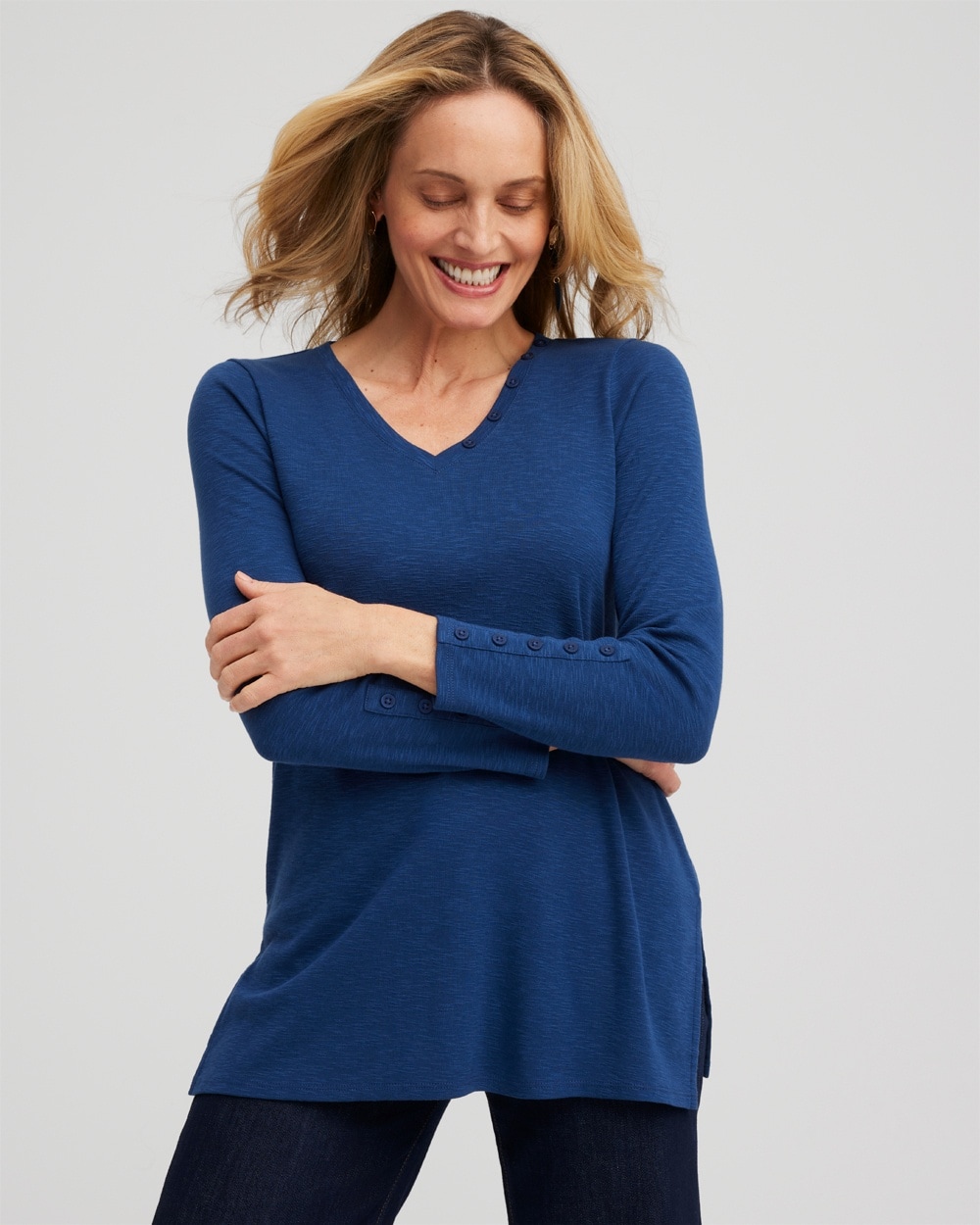 Button Detail V-neck Tunic - Chico's