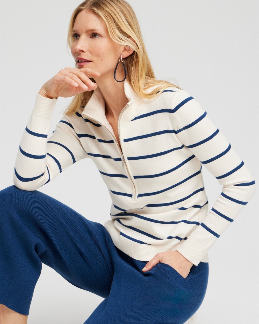 Zenergy&#174; Luxe Cashmere Blend Stripe Sweater
