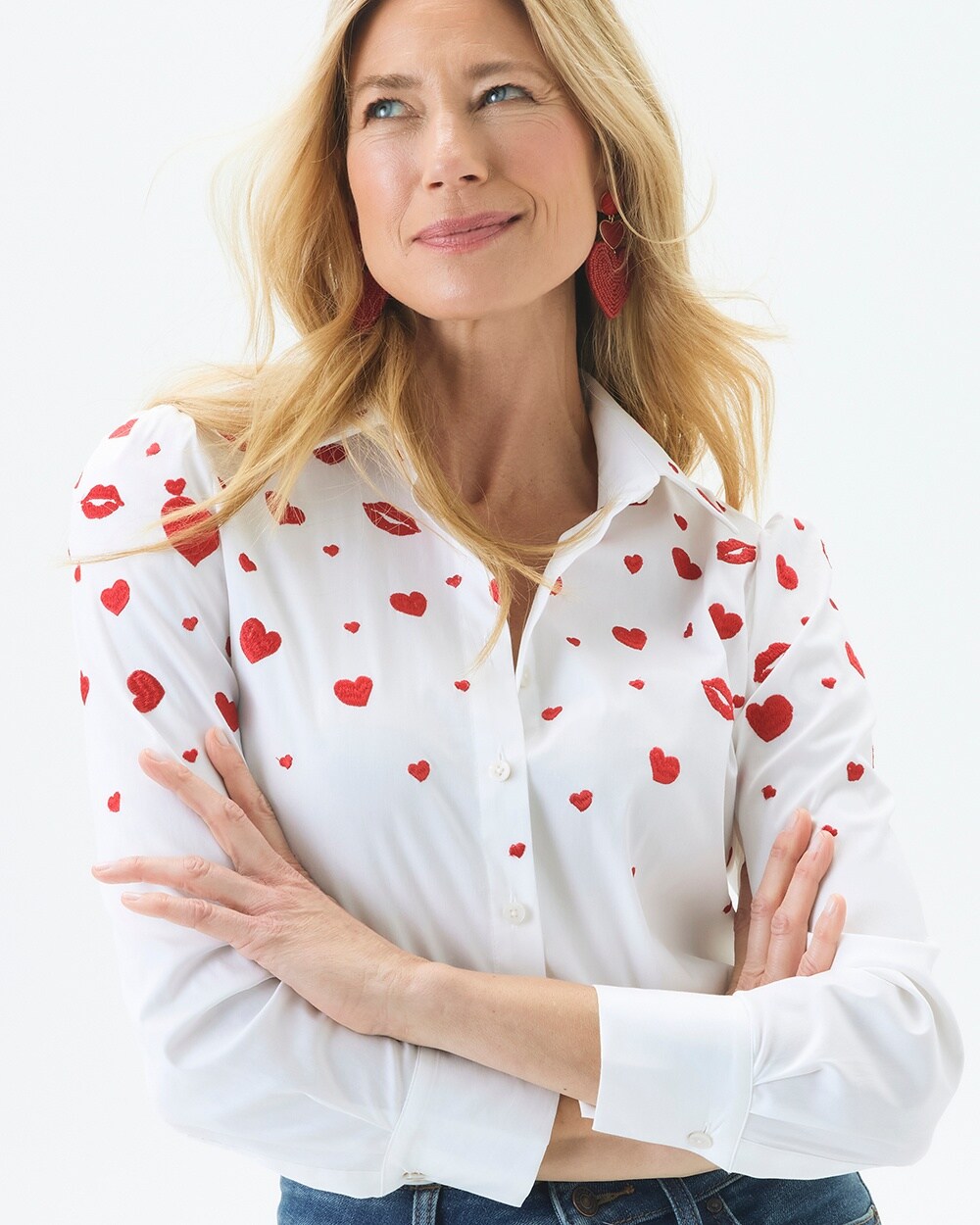 Embroidered Hearts Shirt
