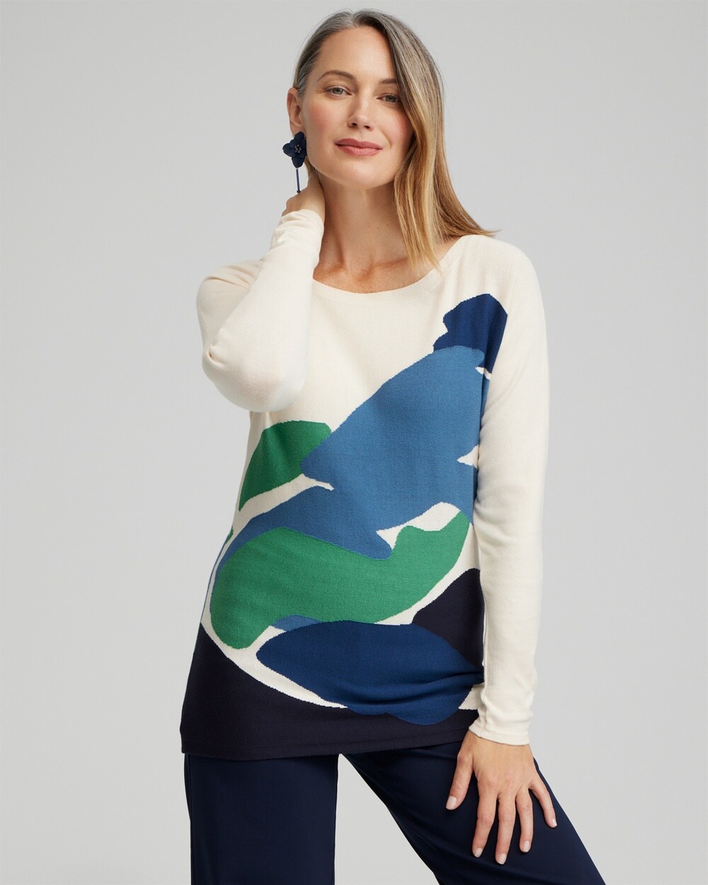 Intarsia Dolman Pullover Sweater