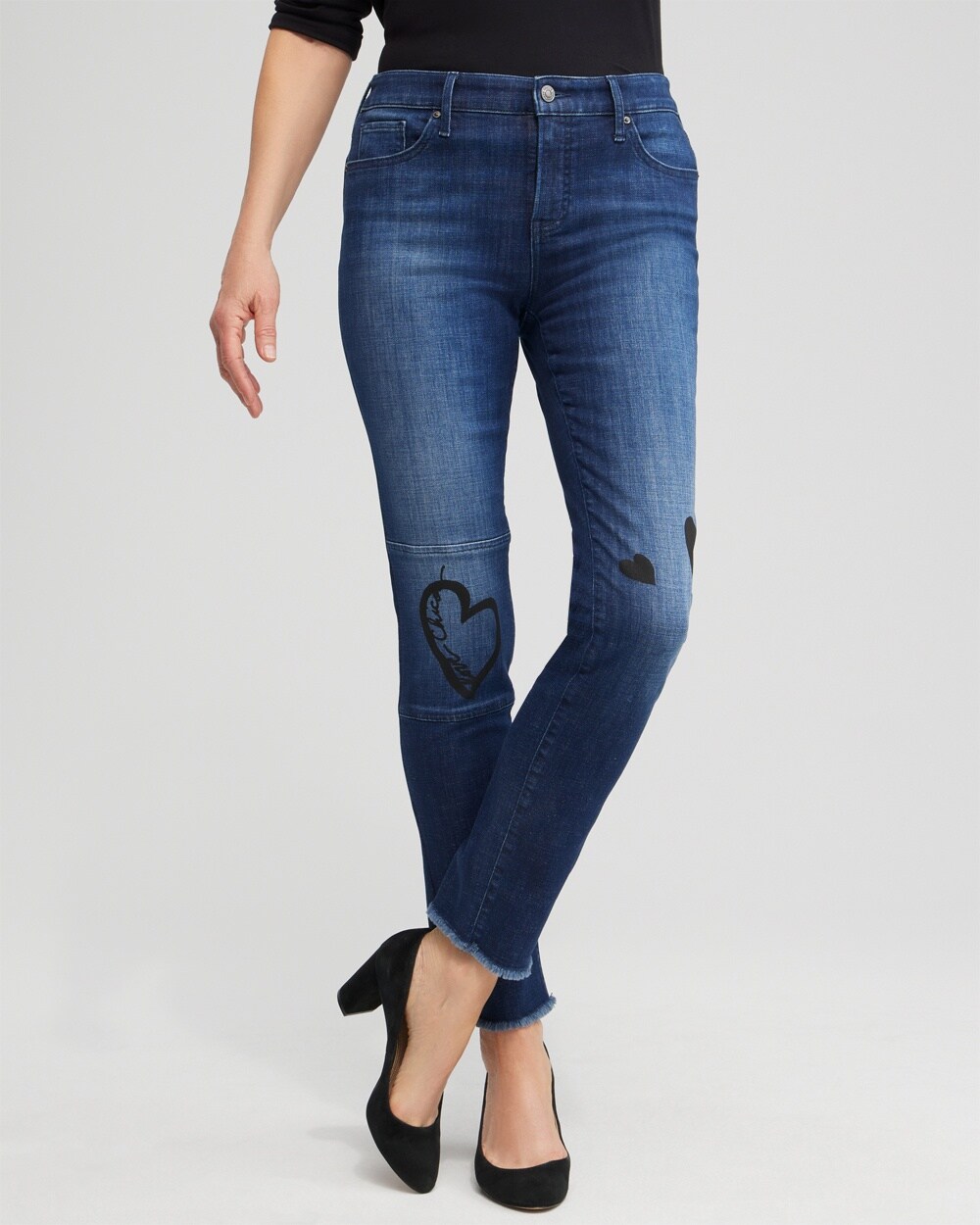 Girlfriend Heart Print Ankle Jeans - Chico's