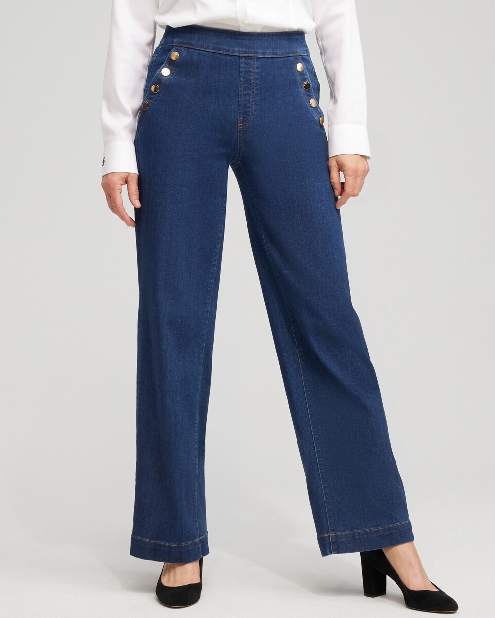 Petite Pull-on Wide Leg Jeans