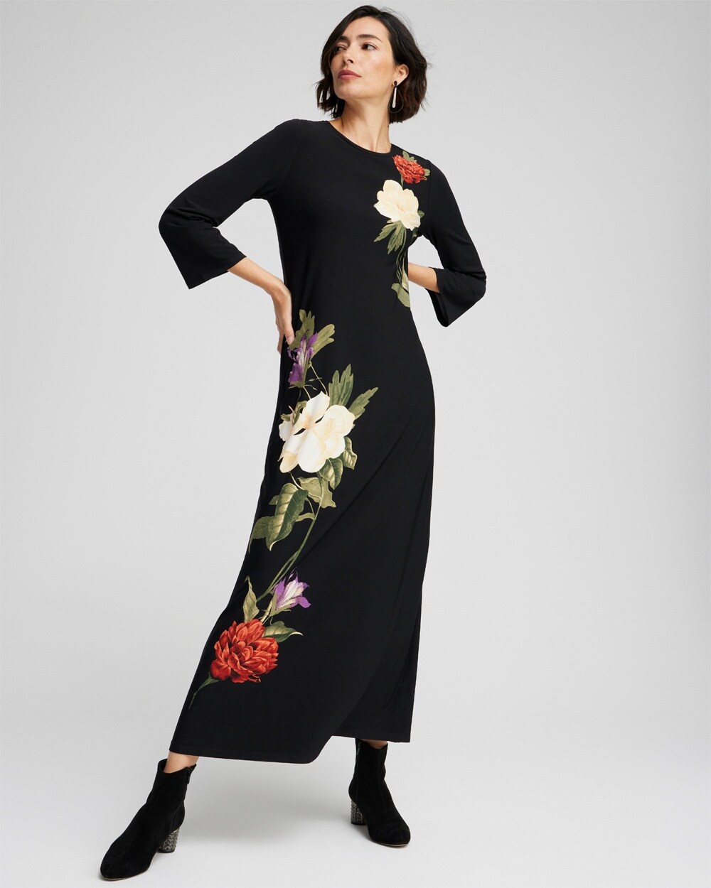 Flare Sleeve Floral Maxi Dress video preview image, click to start video