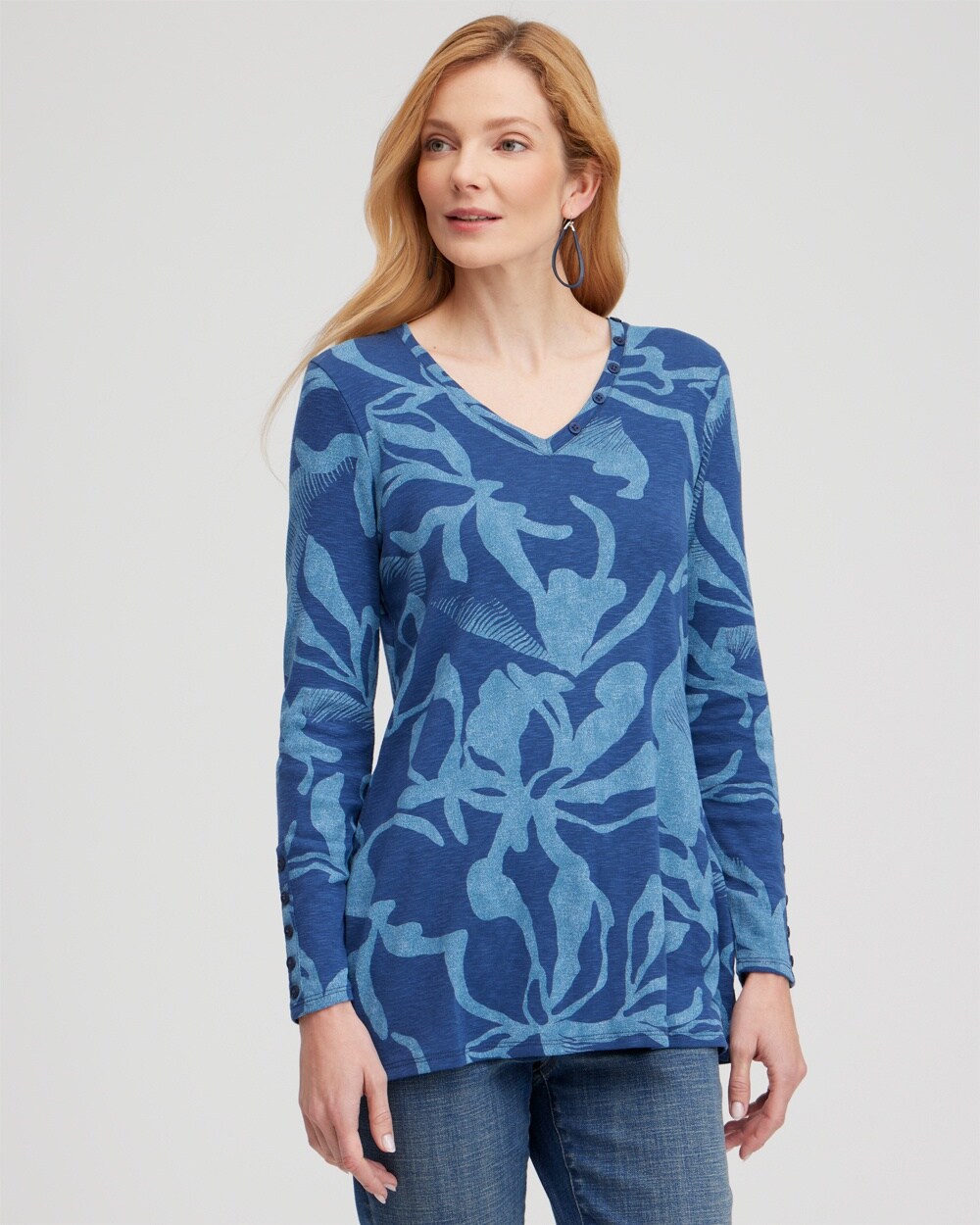 Abstract Print Button Detail Tunic